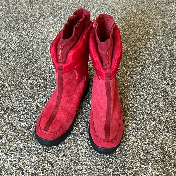 Land’s End like new women’s red suede insulated winter boots size 7 - Picture 3 of 8